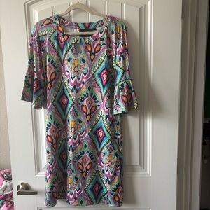 Erma’s Closet XS Geometric Disco Flutter Sleeves Shift Dress